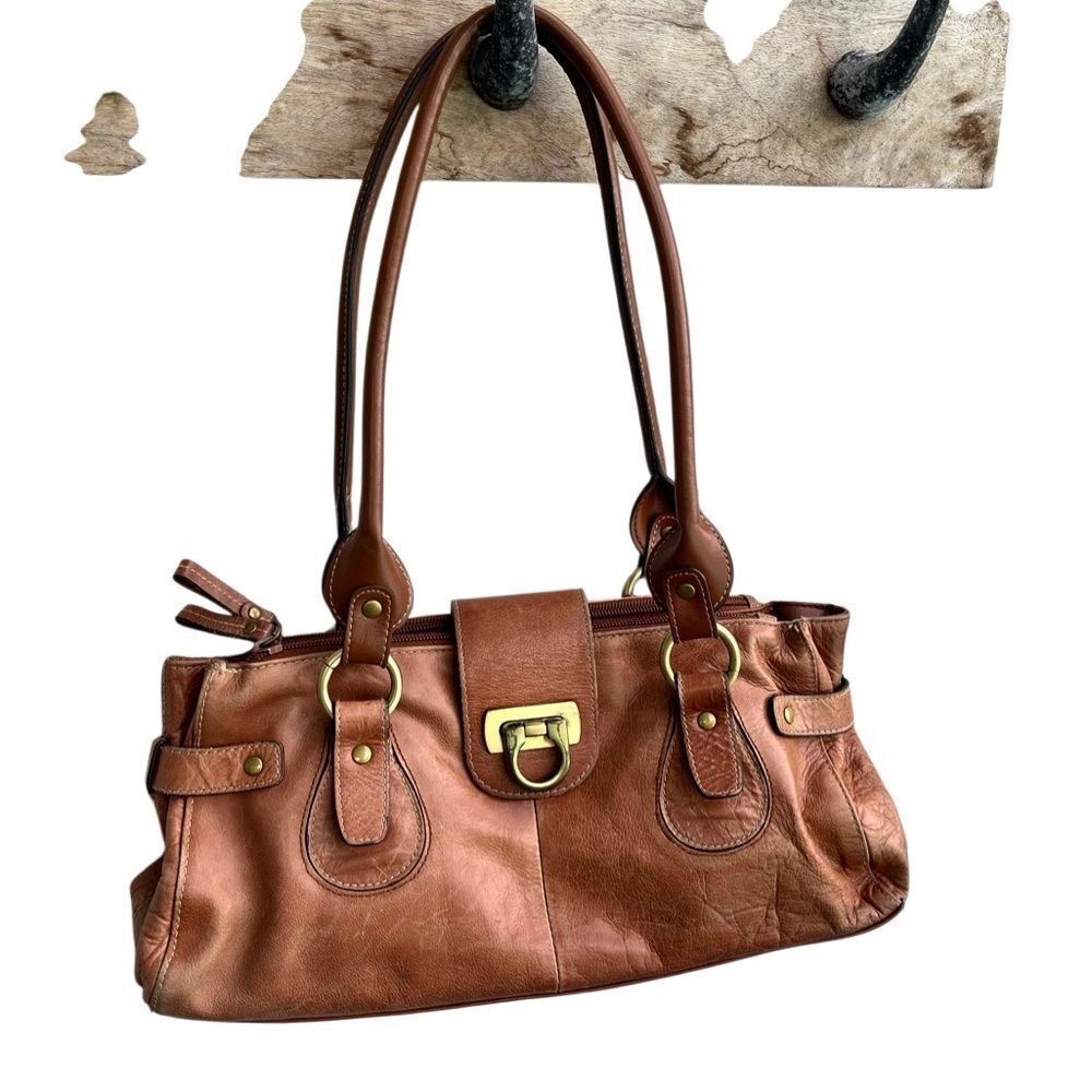 Vintage Y2K Genuine Leather Shoulder Bag – Tan